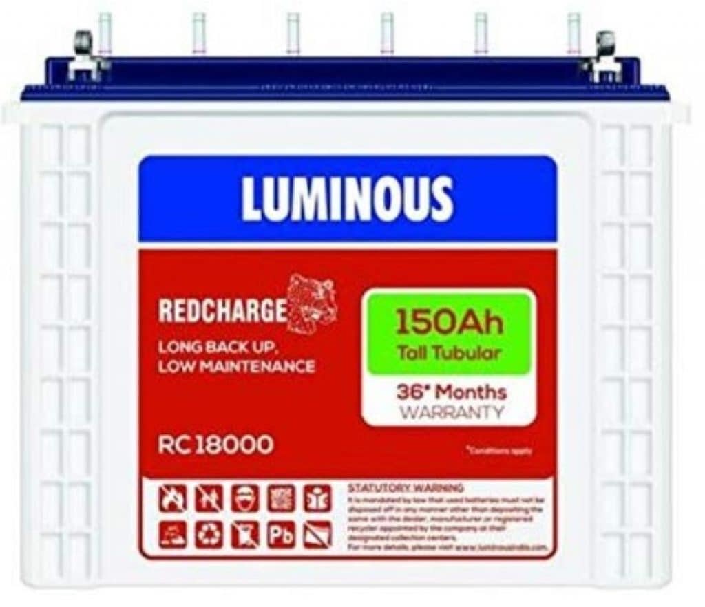 LUMINOUS RC 18000 150 AH Tall Tubular Battery